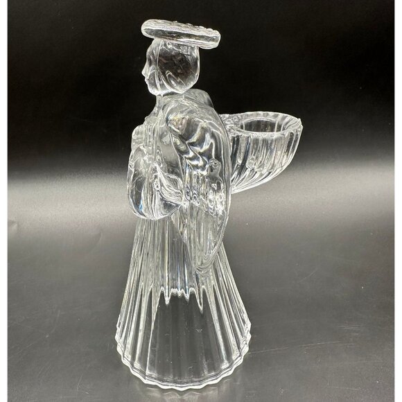 Crystal Angel Figurine Glass Candle Holder Clear Praying Hands Christmas Decor - Picture 3 of 10